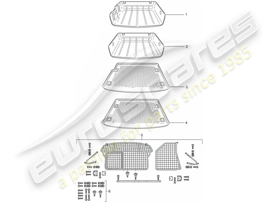 porsche 2017 (tequipment cayenne) fodera per vano bagagli diagramma delle parti