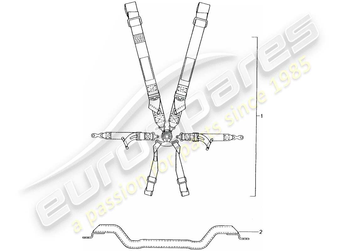porsche 2000 (tequipment) cintura di sicurezza a sei punti diagramma delle parti