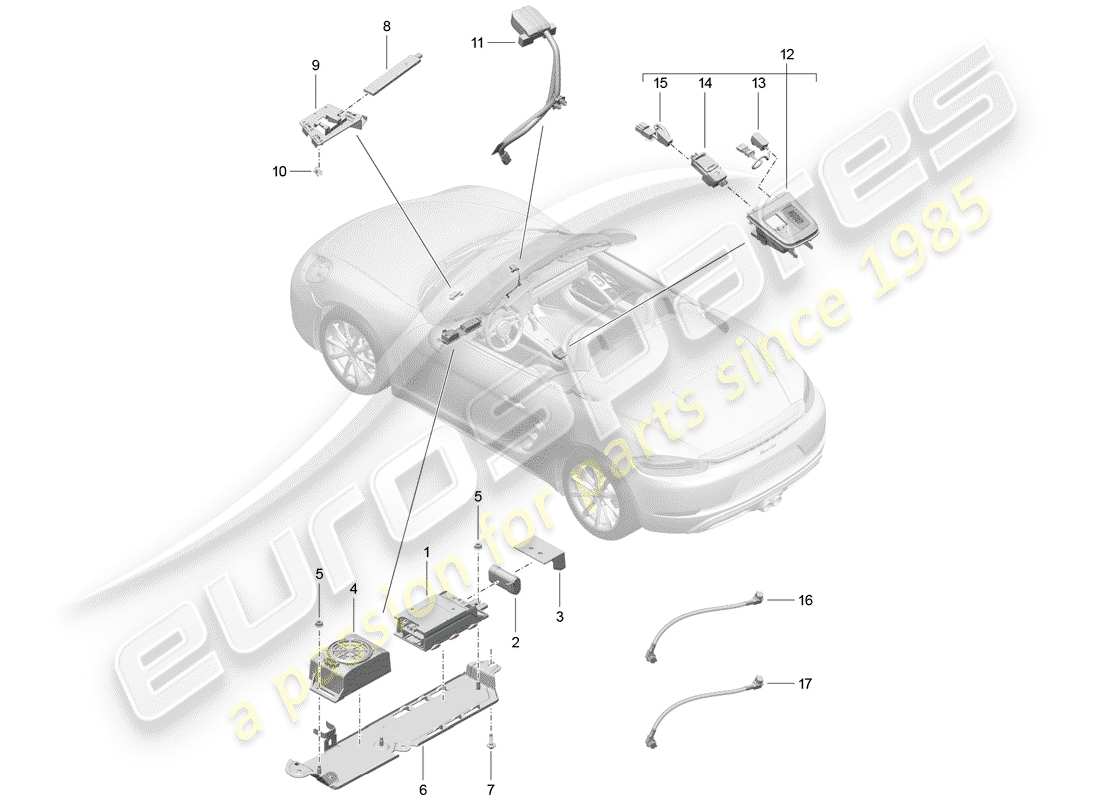 porsche 2017 (718 boxster) per veicoli con telefono diagramma delle parti