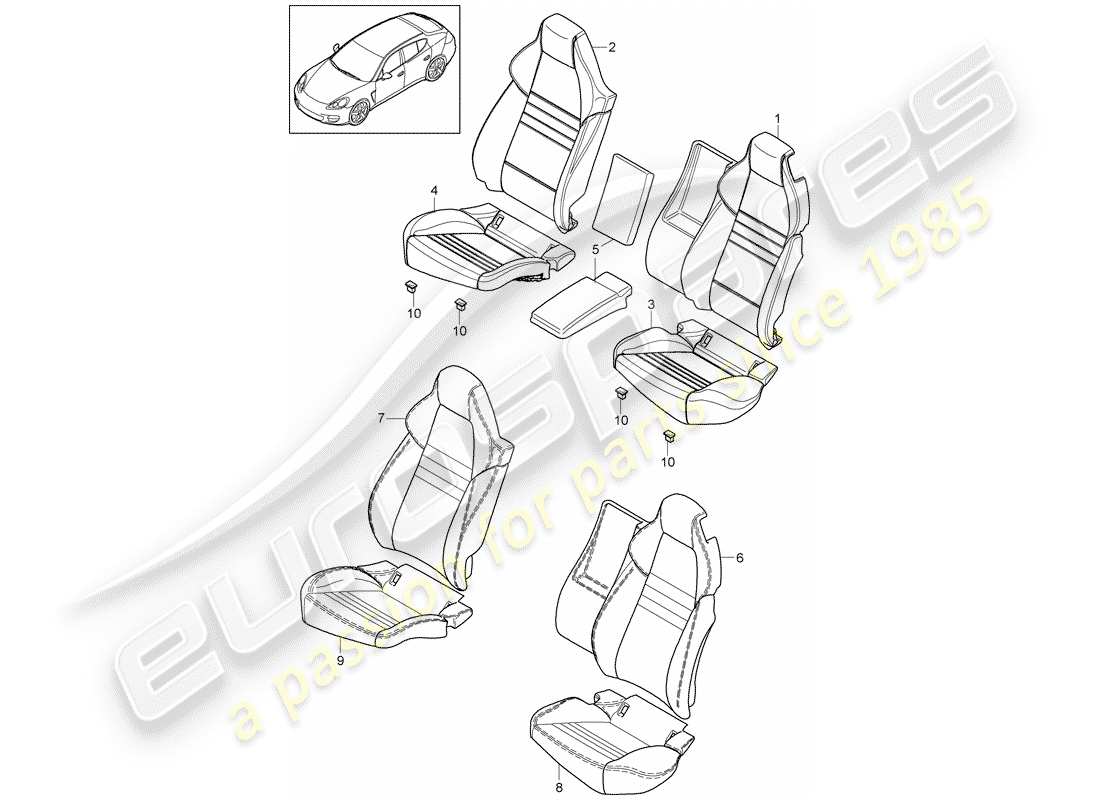 porsche 2012 (panamera 970) copertina diagramma delle parti