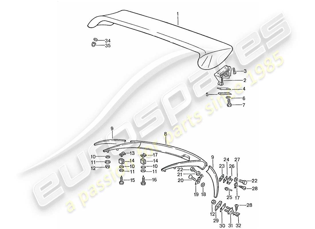 porsche 1990 (928) spoiler diagramma delle parti