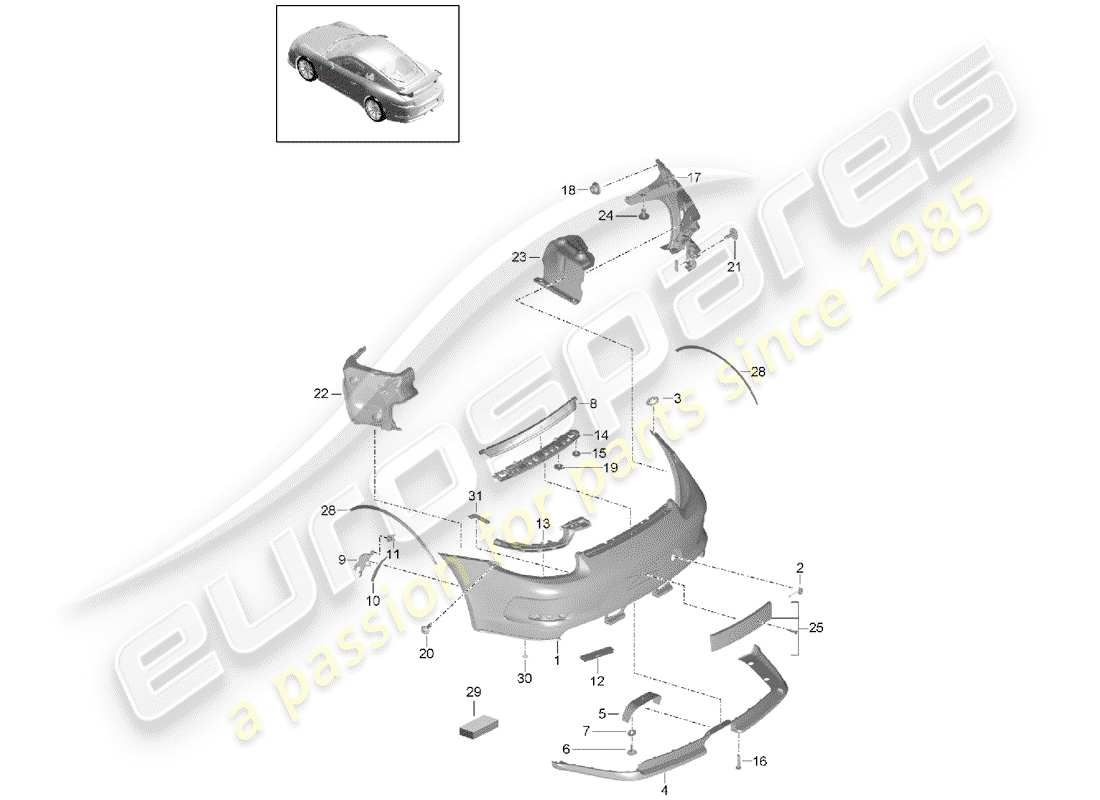 porsche 2019 (991-2 r/gt3/rs) paraurti diagramma delle parti
