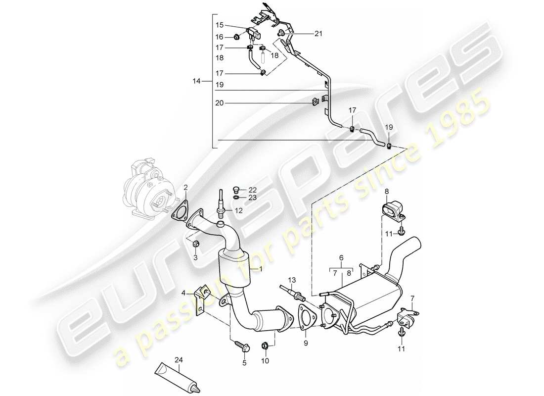 porsche 2009 (cayenne e1 9pa) impianto di scarico diagramma delle parti