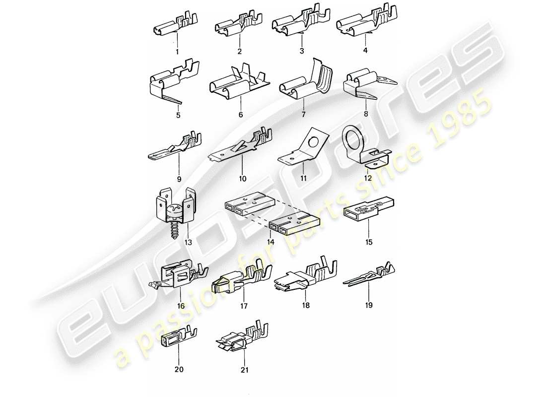 porsche 1989 (944) terminale maschio a lama - connettore push-on diagramma delle parti