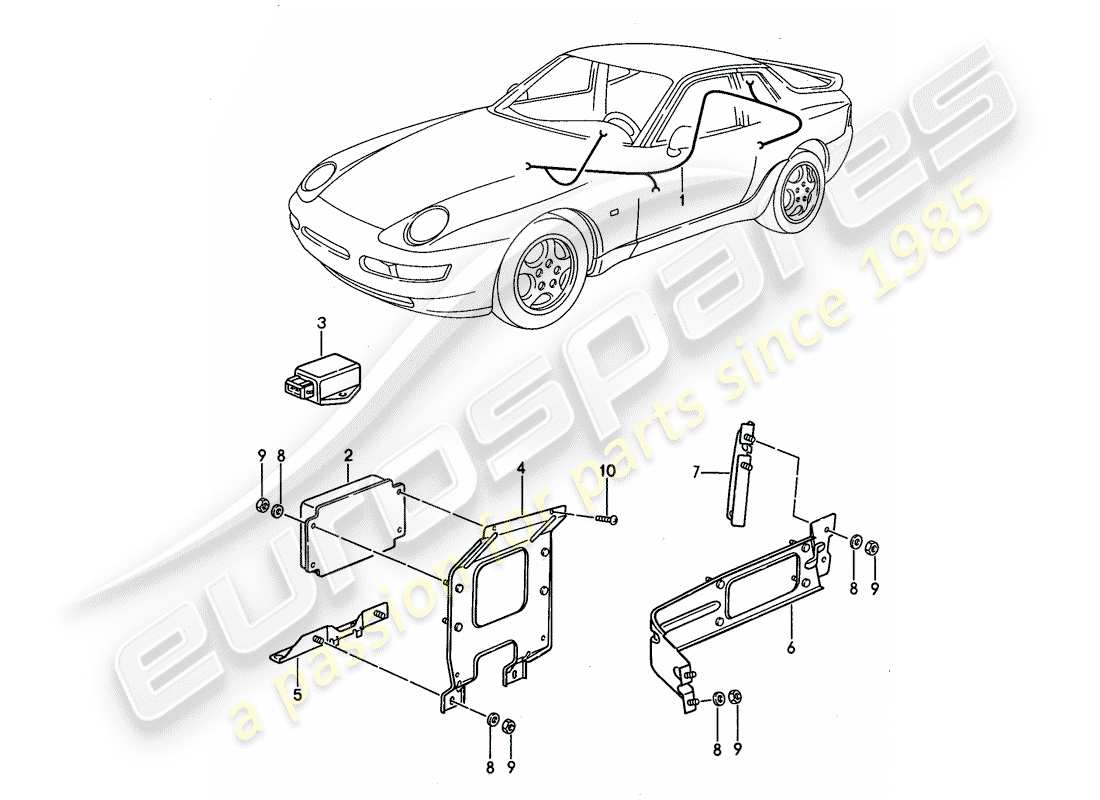 porsche 1994 (968) cablaggi - centrali - tiptronic diagramma delle parti