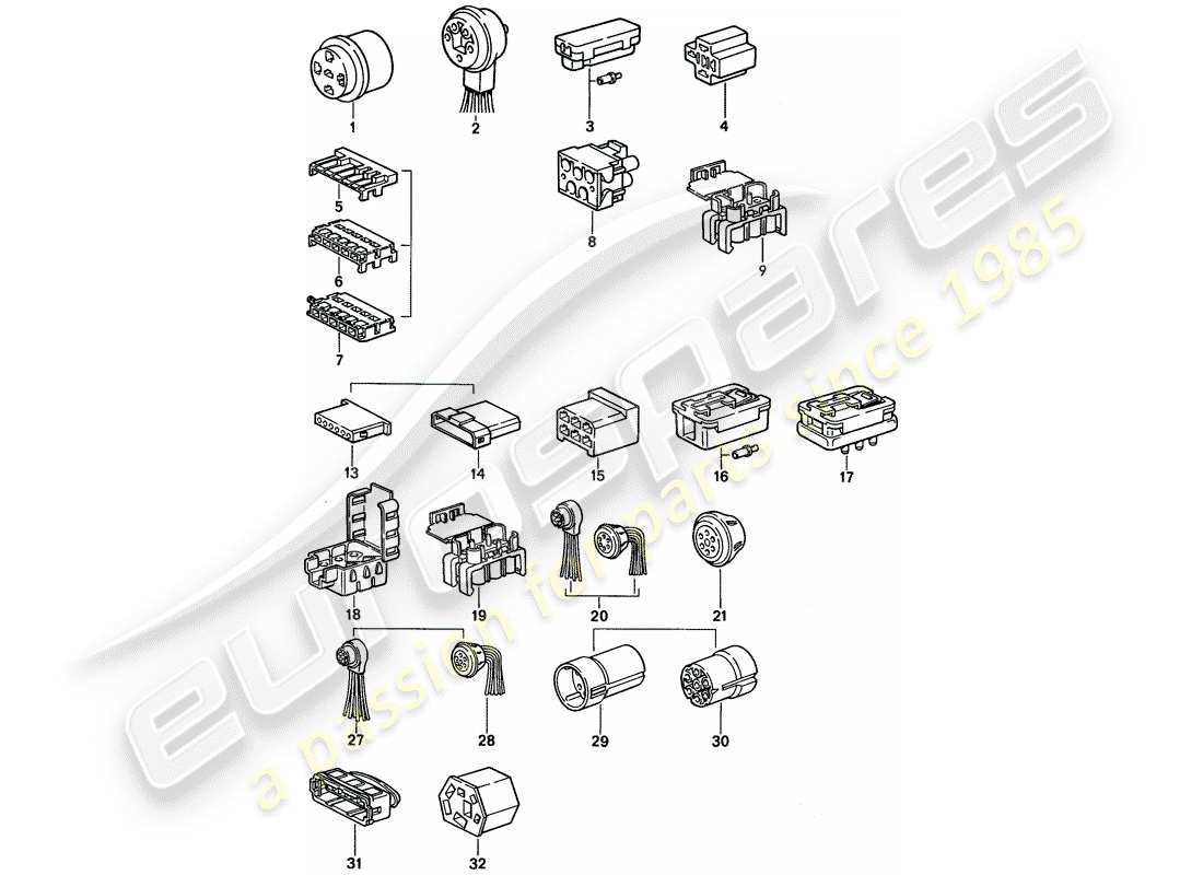porsche 1992 (968) alloggiamento del connettore diagramma delle parti