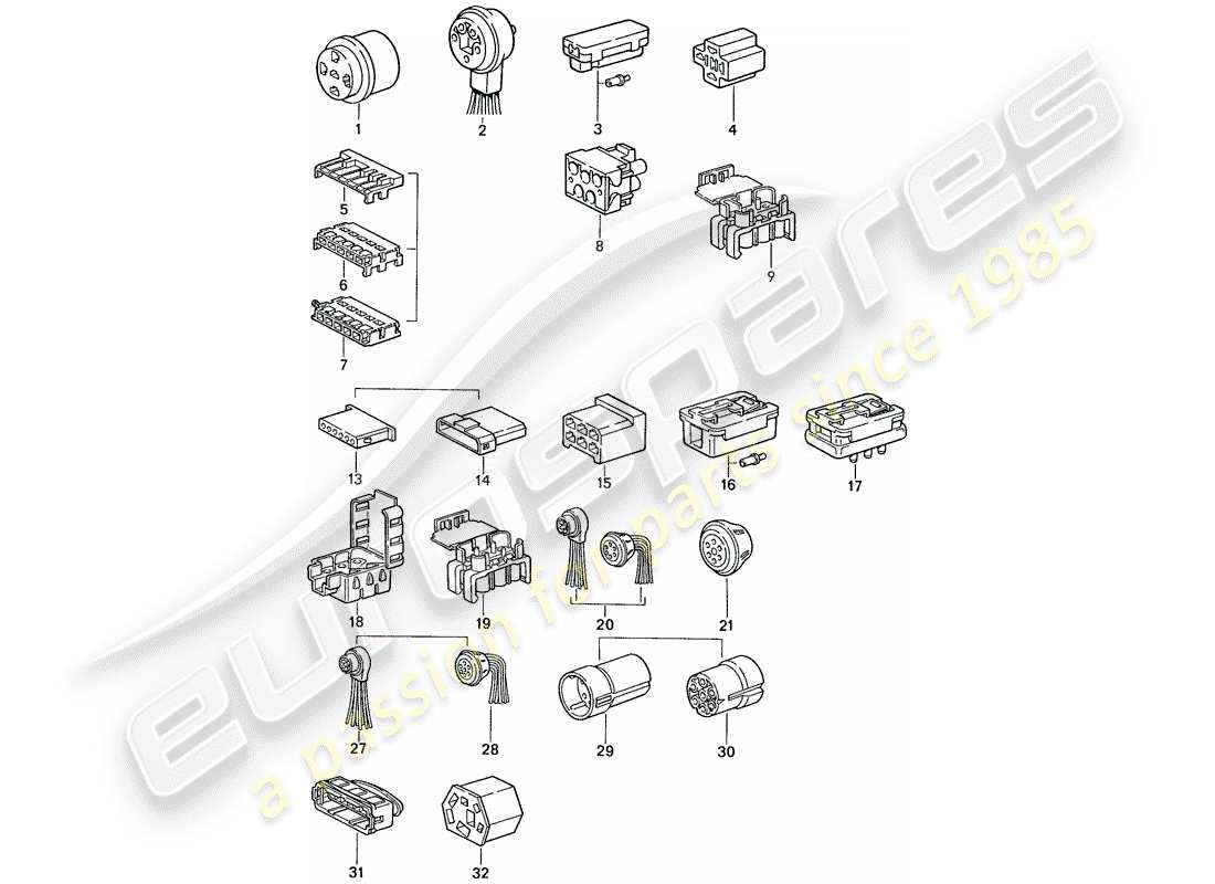porsche 1991 (944) alloggiamento del connettore diagramma delle parti