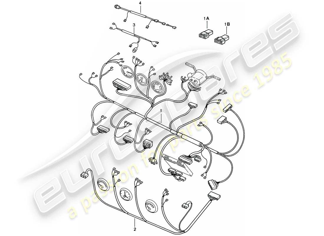 porsche 1983 (944) cablaggi - cruscotto - console centrale diagramma delle parti