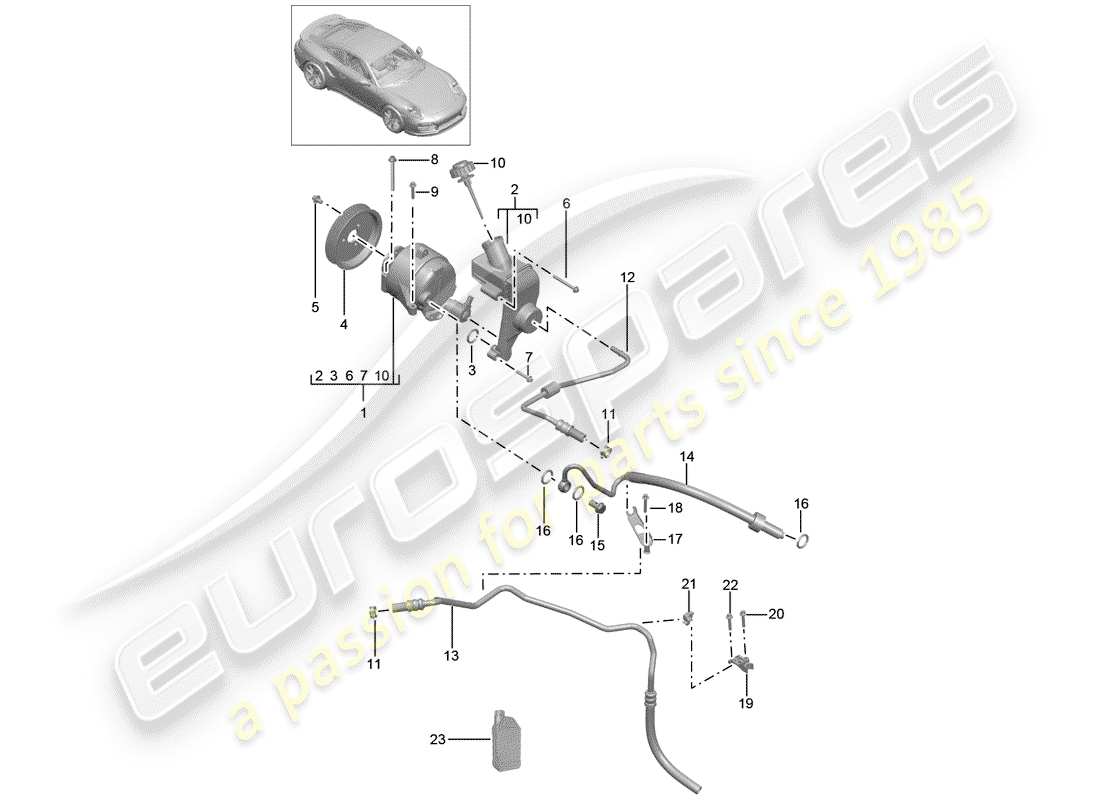 porsche 2015 (991-1 turbo) linea idraulica diagramma delle parti