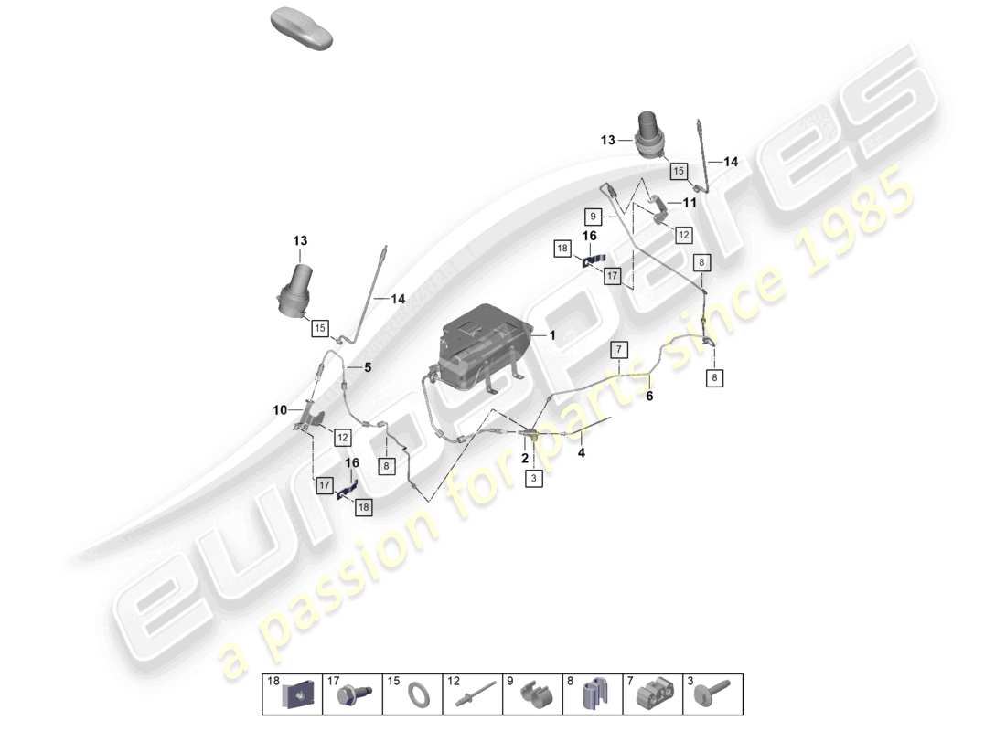 porsche 2019 (992-1) sospensione adattiva linea idraulica diagramma delle parti