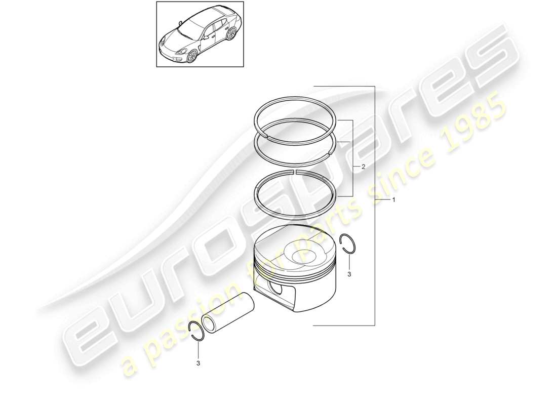 porsche 2010 (cayenne e1 9pa) set pistone 1: fasce elastiche diagramma delle parti