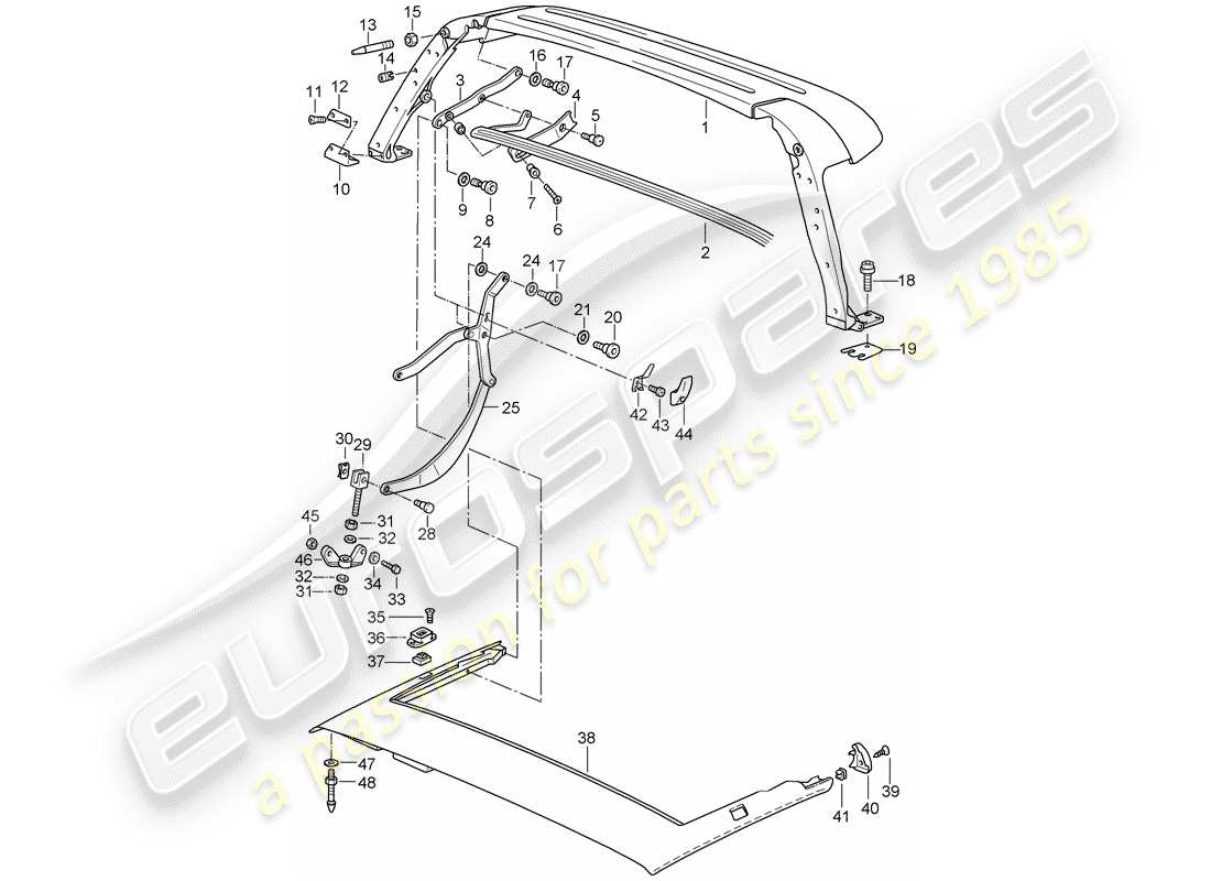 porsche 1996 (993) telaio superiore - parti singole diagramma delle parti