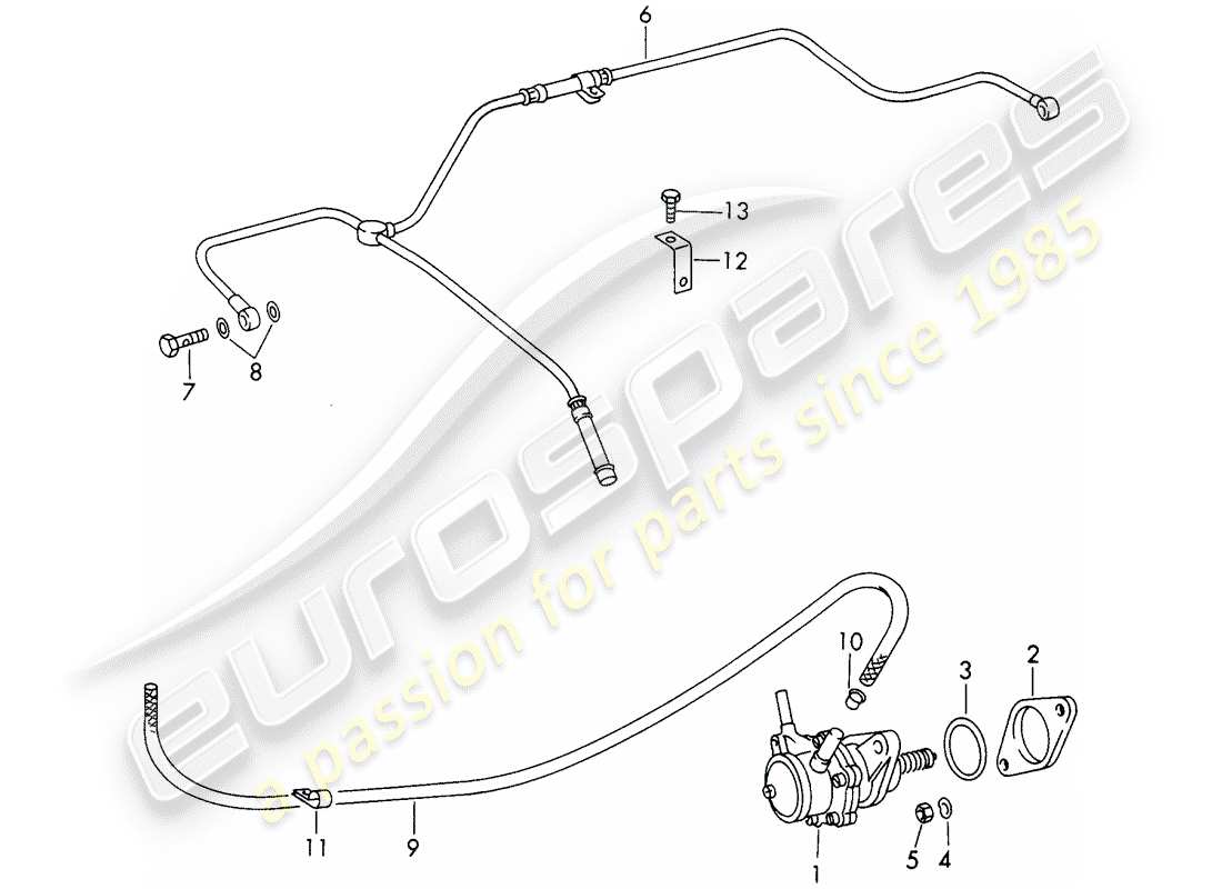 porsche 1968 (911/912) pompa di benzina diagramma delle parti