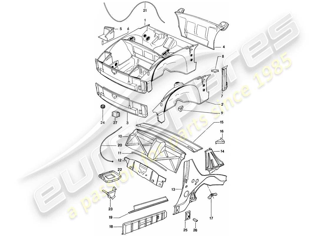 porsche 1972 (914) pannello interno diagramma delle parti
