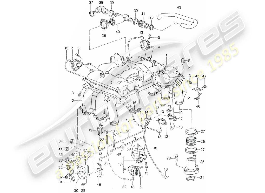 porsche 1996 (993) distributore dell'aria aspirata diagramma delle parti