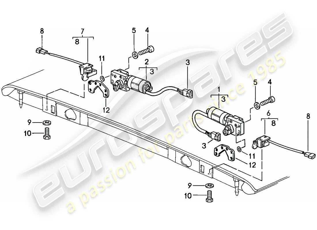 porsche 1985 (911) capote - catch - regolabile elettricamente - d - mj 1986>> schema delle parti