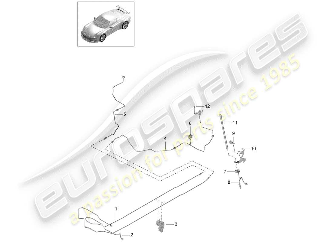 porsche 2015 (991-1 r/gt3/rs) diagramma delle parti linea freno