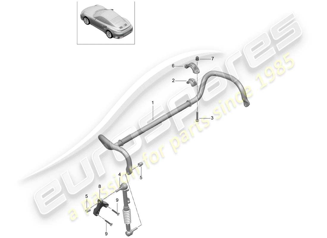 porsche 2016 (991-1 turbo) diagramma delle parti stabilizzatore