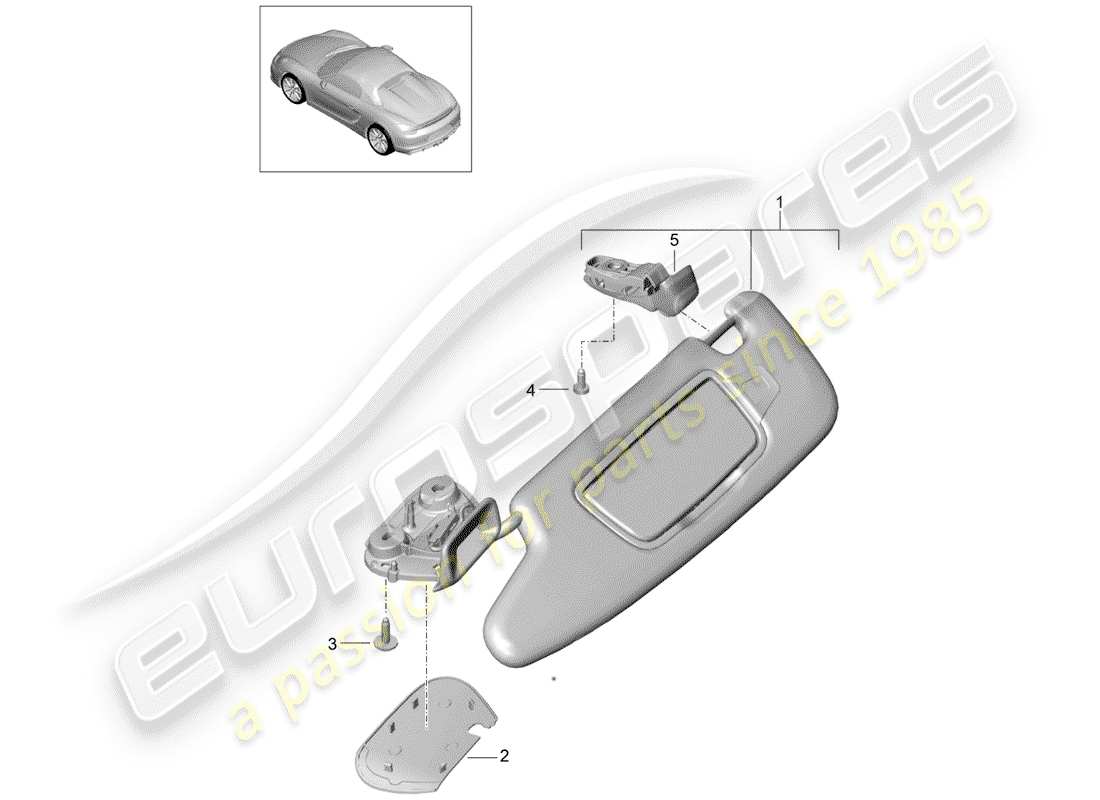 porsche 2016 (981 boxster spyder) schema delle parti delle visiere parasole