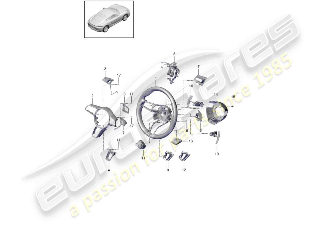 porsche 2020 (718 cayman) volante parti singole diagramma delle parti