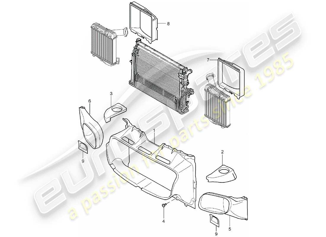 porsche 2005 (cayenne e1 9pa) diagramma delle parti del condotto dell'aria