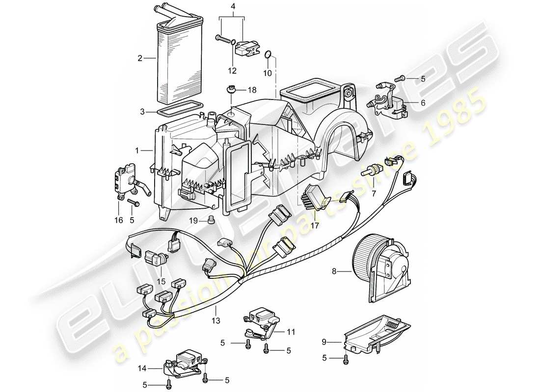 porsche 1998 (996) corpo distribuzione aria - parti singole diagramma delle parti