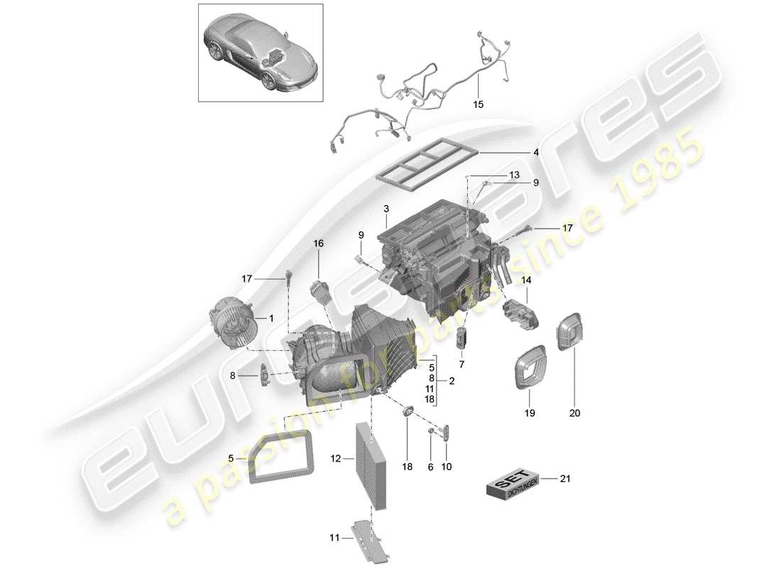 porsche 2014 (981 boxster) condizionatore diagramma delle parti