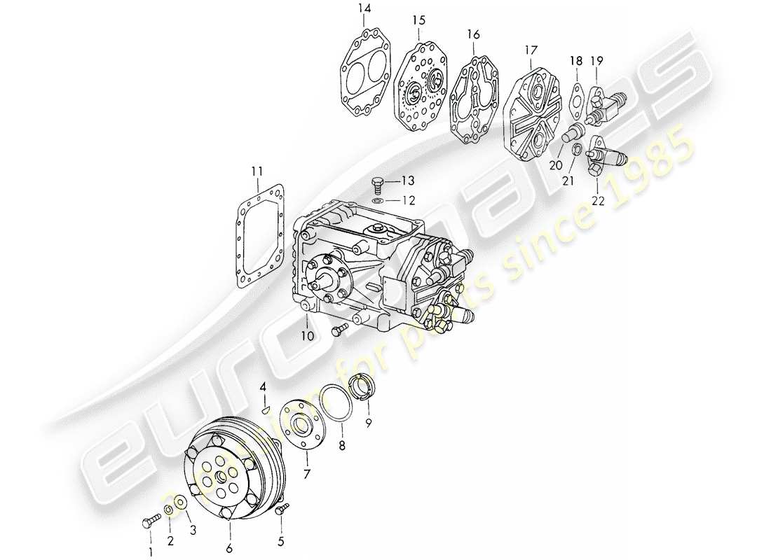 porsche 1966 (911/912) compressore - frizione - d - mj 1969>> schema delle parti