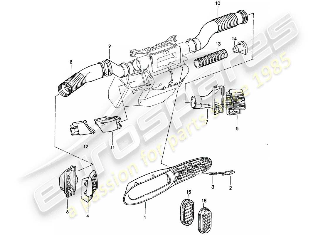 porsche 1994 (968) diagramma delle parti del condotto dell'aria