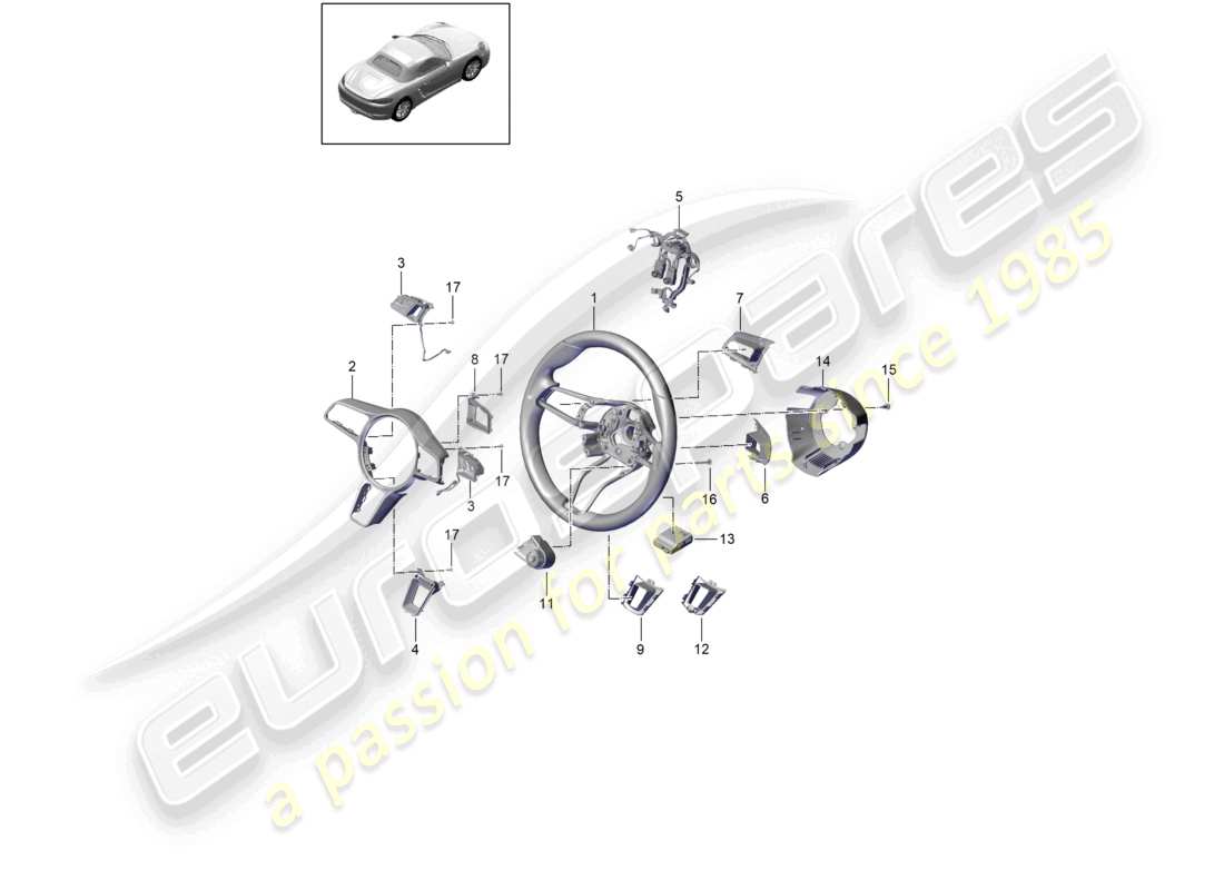 porsche 2020 (718 boxster) volante parti singole diagramma delle parti