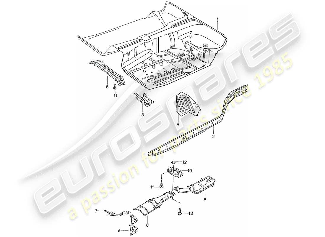 porsche 1991 (928) pavimento - telaio schema delle parti