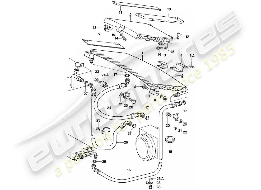 porsche 1988 (911) condensatore - linee - accessori e altro diagramma delle parti