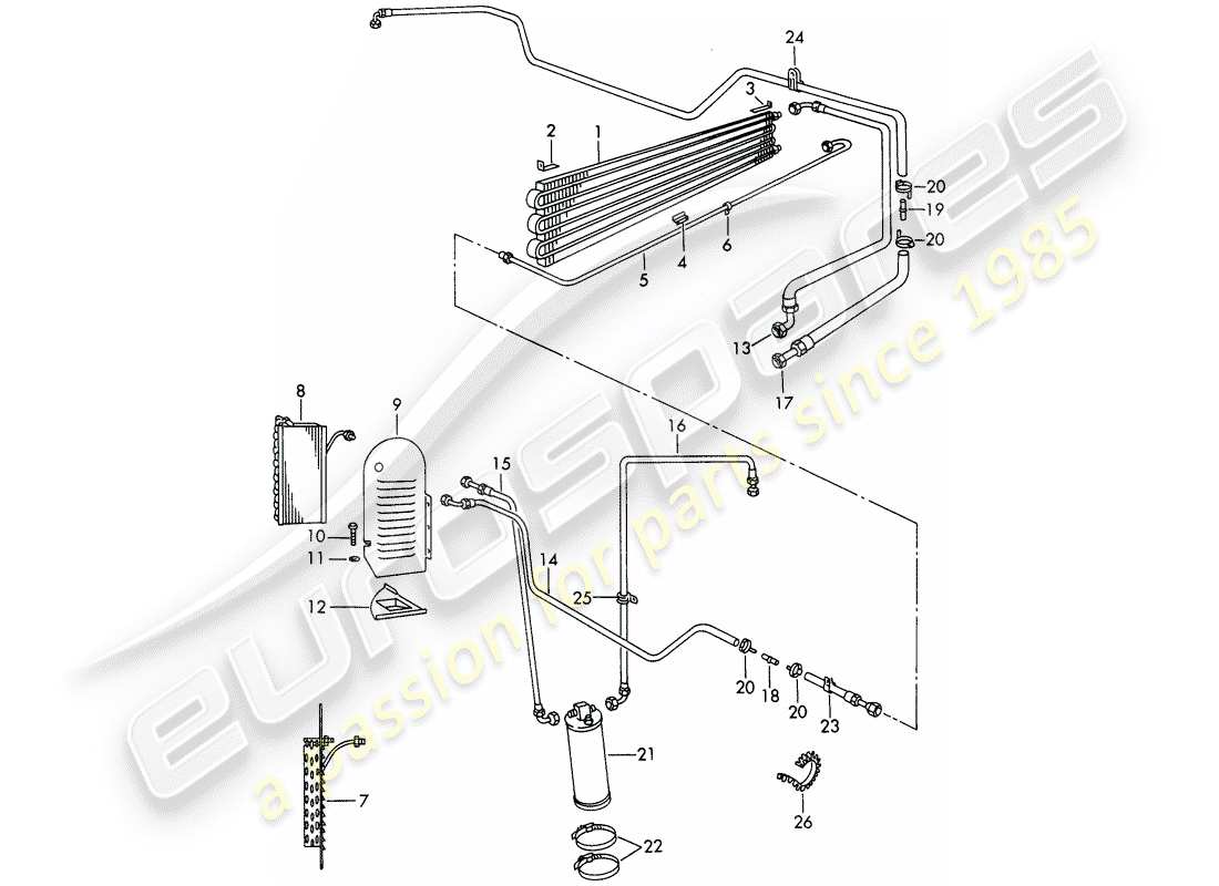 porsche 1966 (911/912) circuito frigorifero - condizionatore - d >> - mj 1968 schema particolare