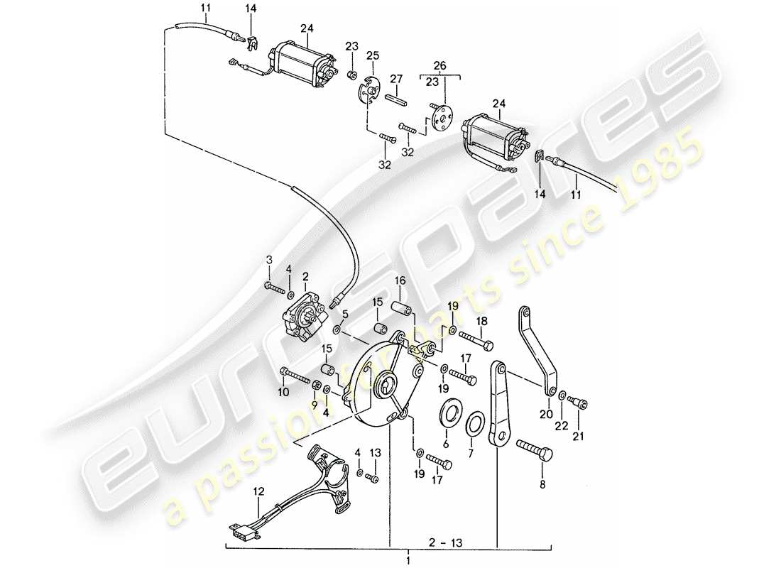 porsche 1990 (944) comando capote convertibile - elettrico schema delle parti