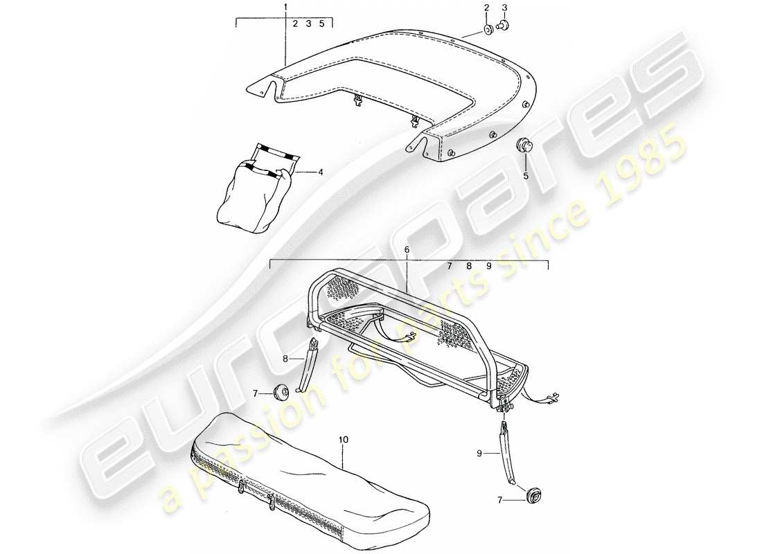 porsche 1990 (tequipment) copertura stivale diagramma delle parti