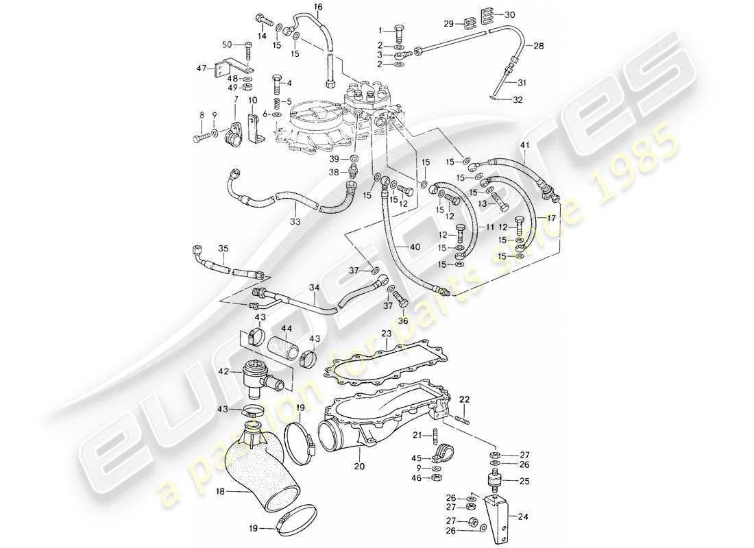 porsche 1990 (964) schema delle parti k-jetronic