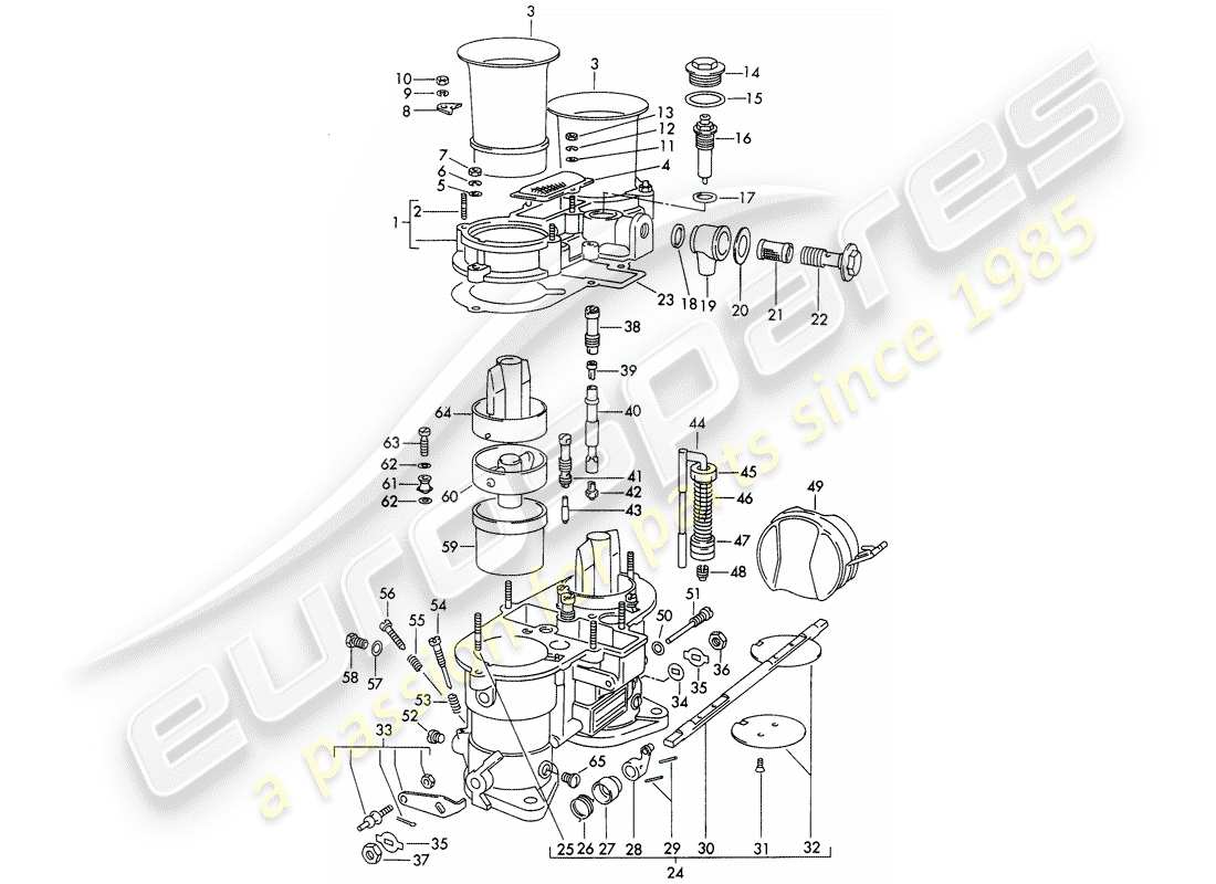 porsche 1963 (356b/356c) parti singole - per - carburatore - weber 46 idm 2 schema delle parti