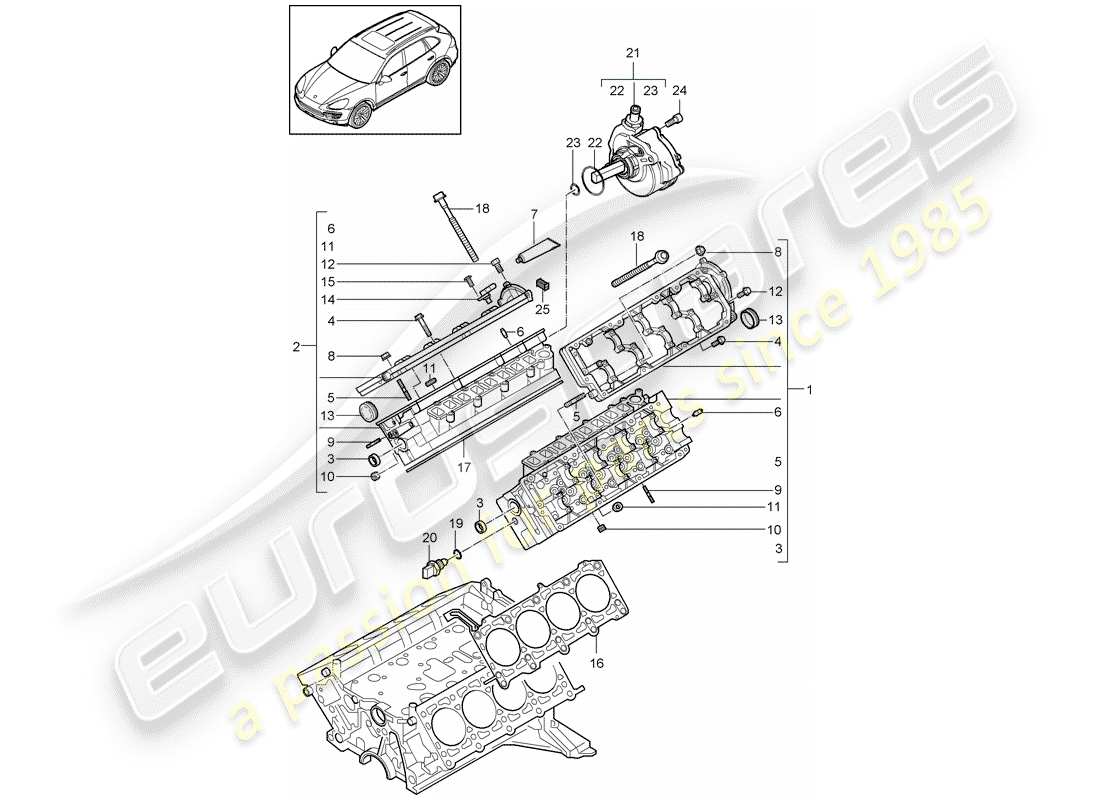 porsche 2015 (cayenne e2 92a) testata diagramma delle parti