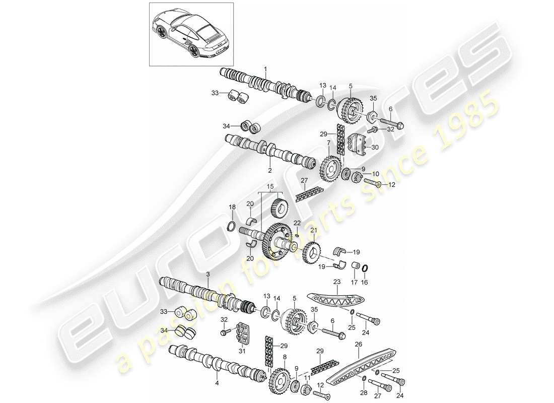 porsche 2009 997-2 turbo / gt2 diagramma delle parti di controllo della valvola