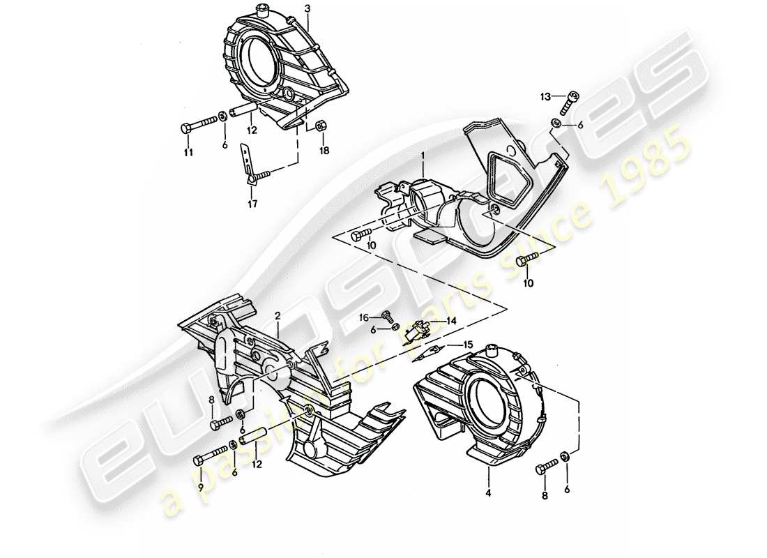 porsche 1994 (928) copertura cinghia dentata diagramma delle parti