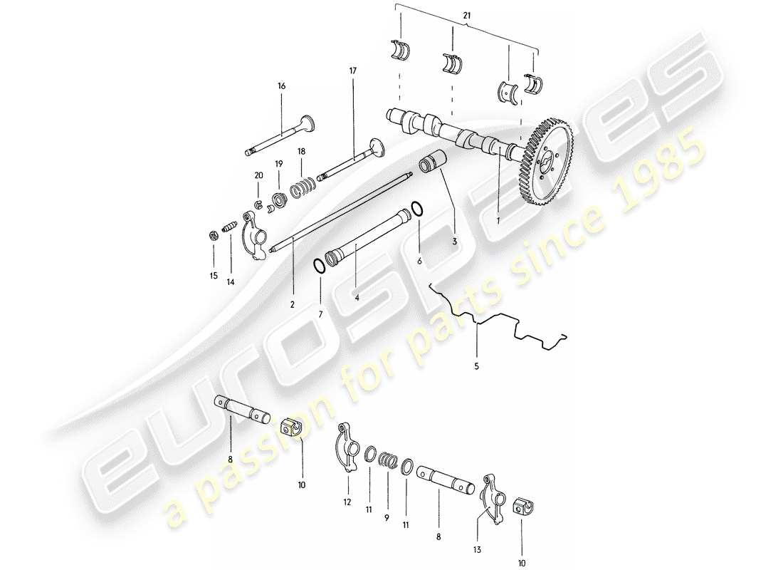porsche 1975 (914) albero a camme - valvole diagramma delle parti