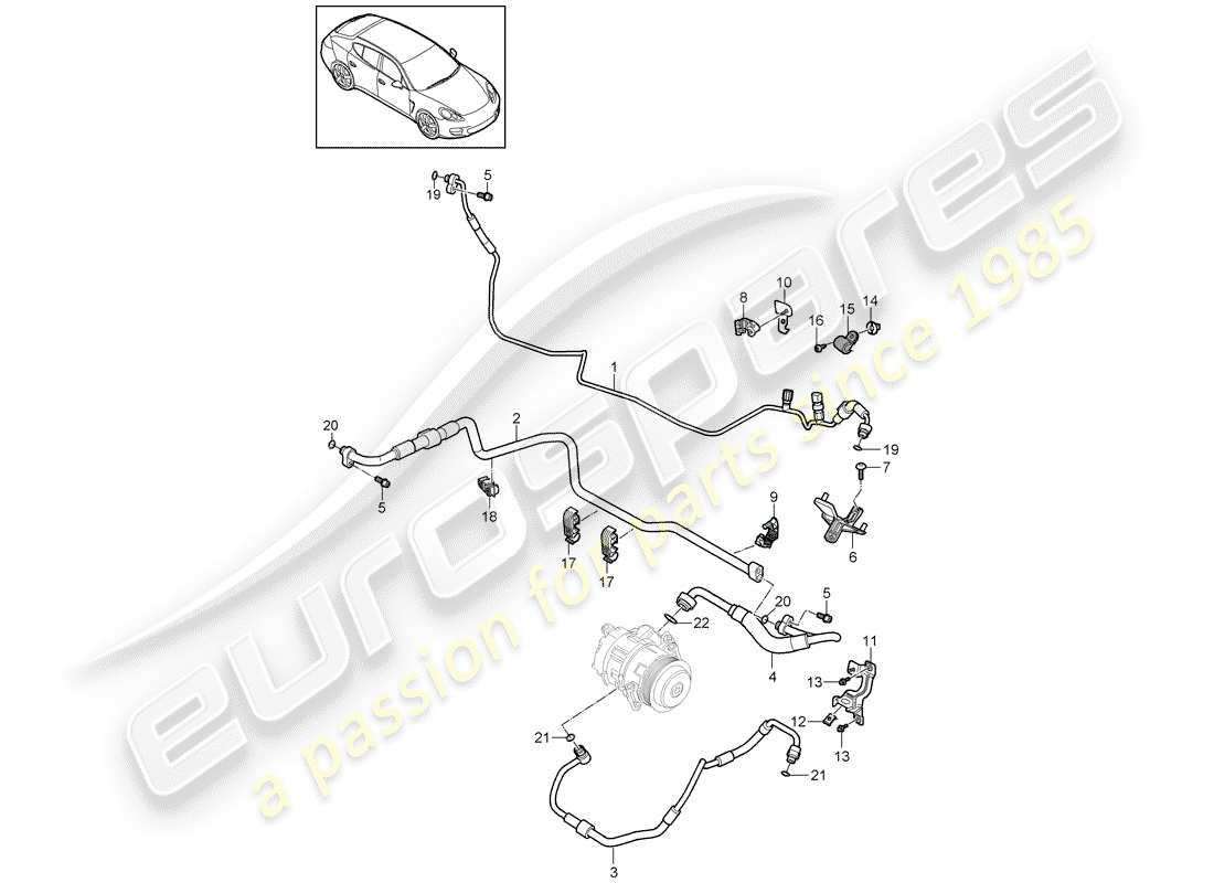 porsche 2013 (panamera 970) schema delle parti del circuito frigorifero