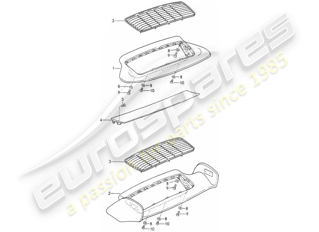 porsche 1996 (993) schema delle parti spoiler posteriore