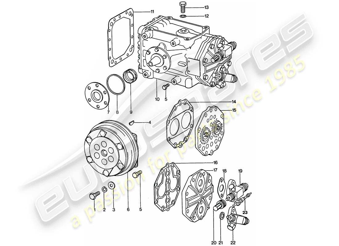 porsche 1977 (911) condizionatore - compressore diagramma delle parti