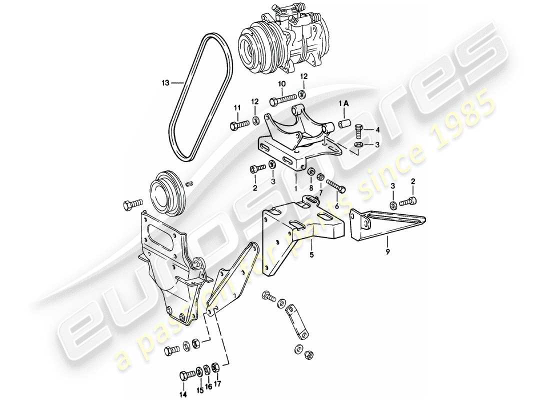 porsche 1983 (911) fornitore - nippondenso - compressore - montaggio - e - meccanismo di azionamento schema delle parti