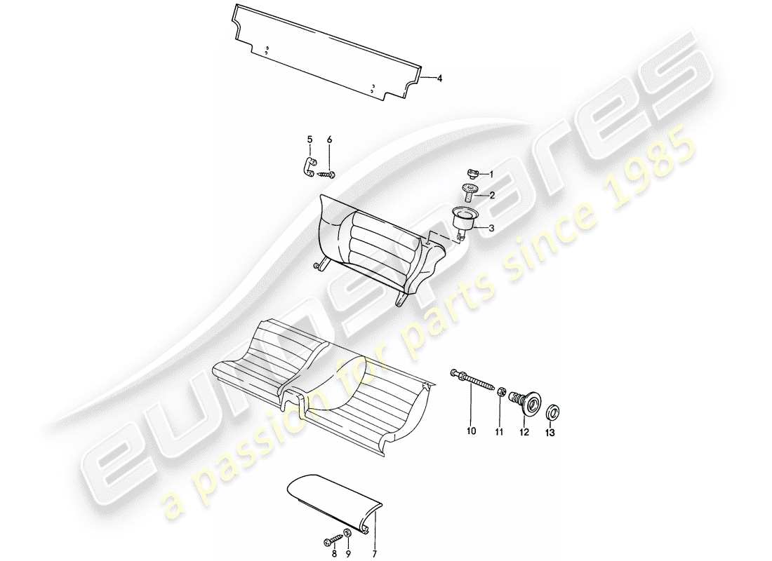 porsche 1986 (924s) sedile di emergenza - parti singole diagramma delle parti