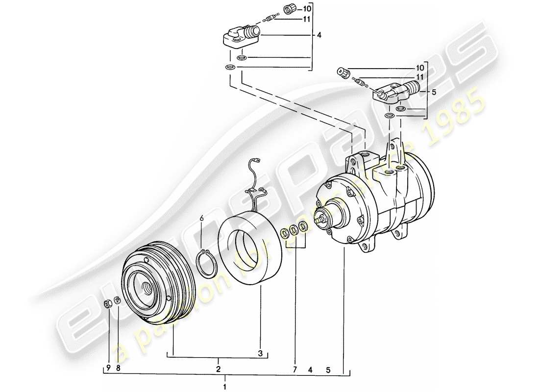 porsche 1982 (944) compressore diagramma delle parti
