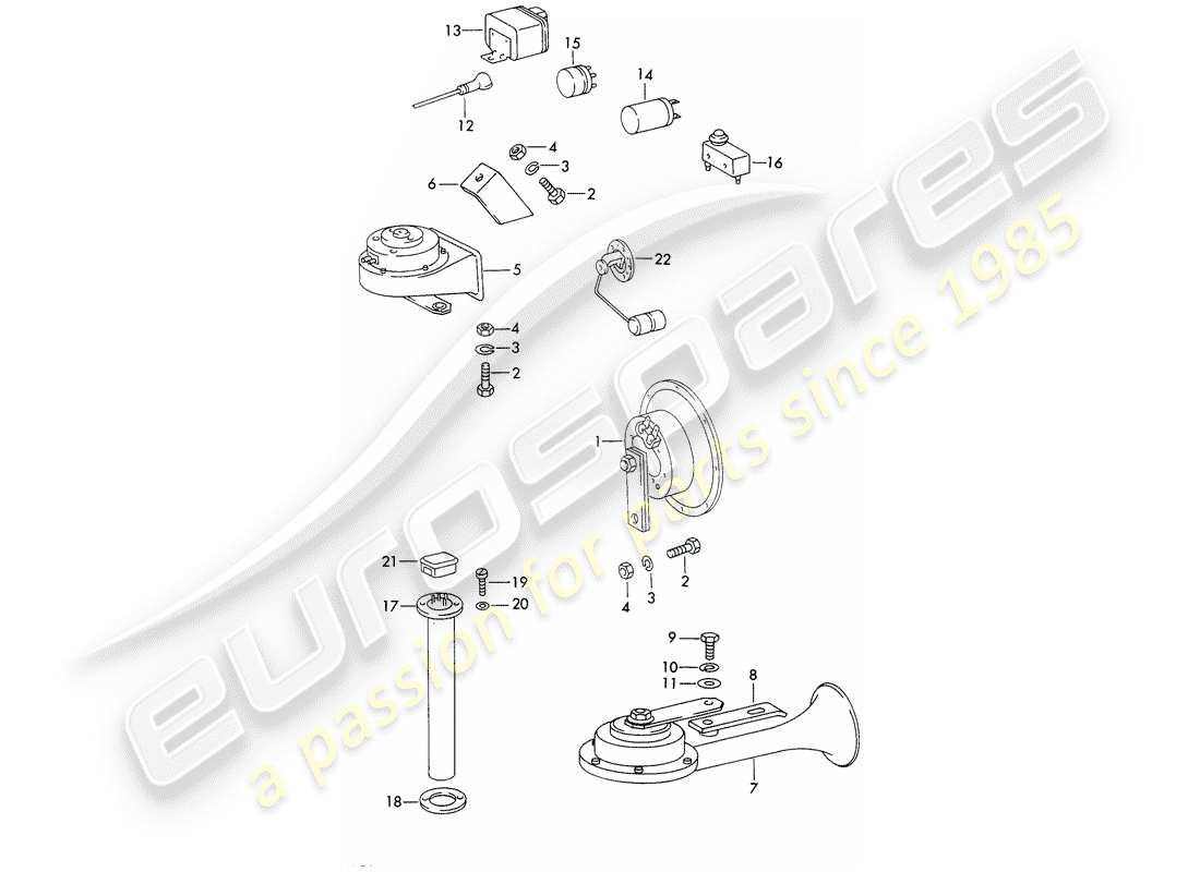 porsche 1972 (911) avvisatore acustico - rele' diagramma delle parti
