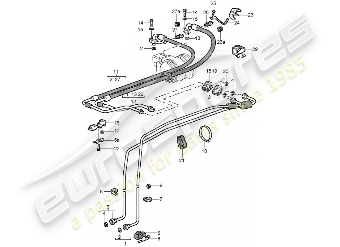 porsche 1995 (993) schema delle parti del circuito frigorifero