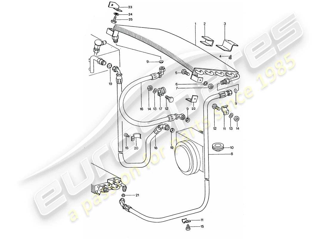 porsche 1976 (911 turbo) condizionatore d'aria - condensatore - linee diagramma delle parti